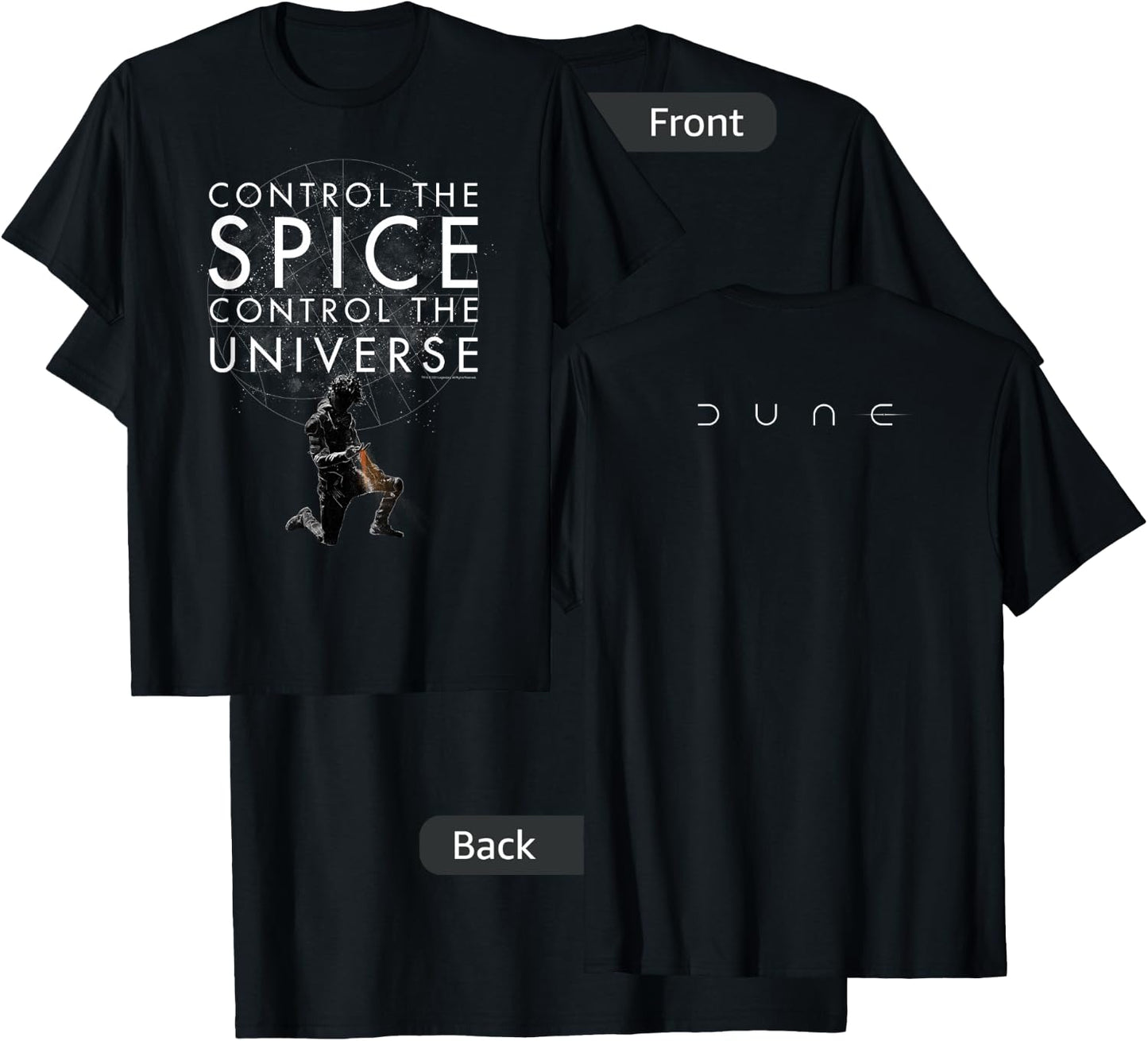 Dune (2021) - Control The Spice, Control The Universe Black T-Shirt - T-Shirt | Black
