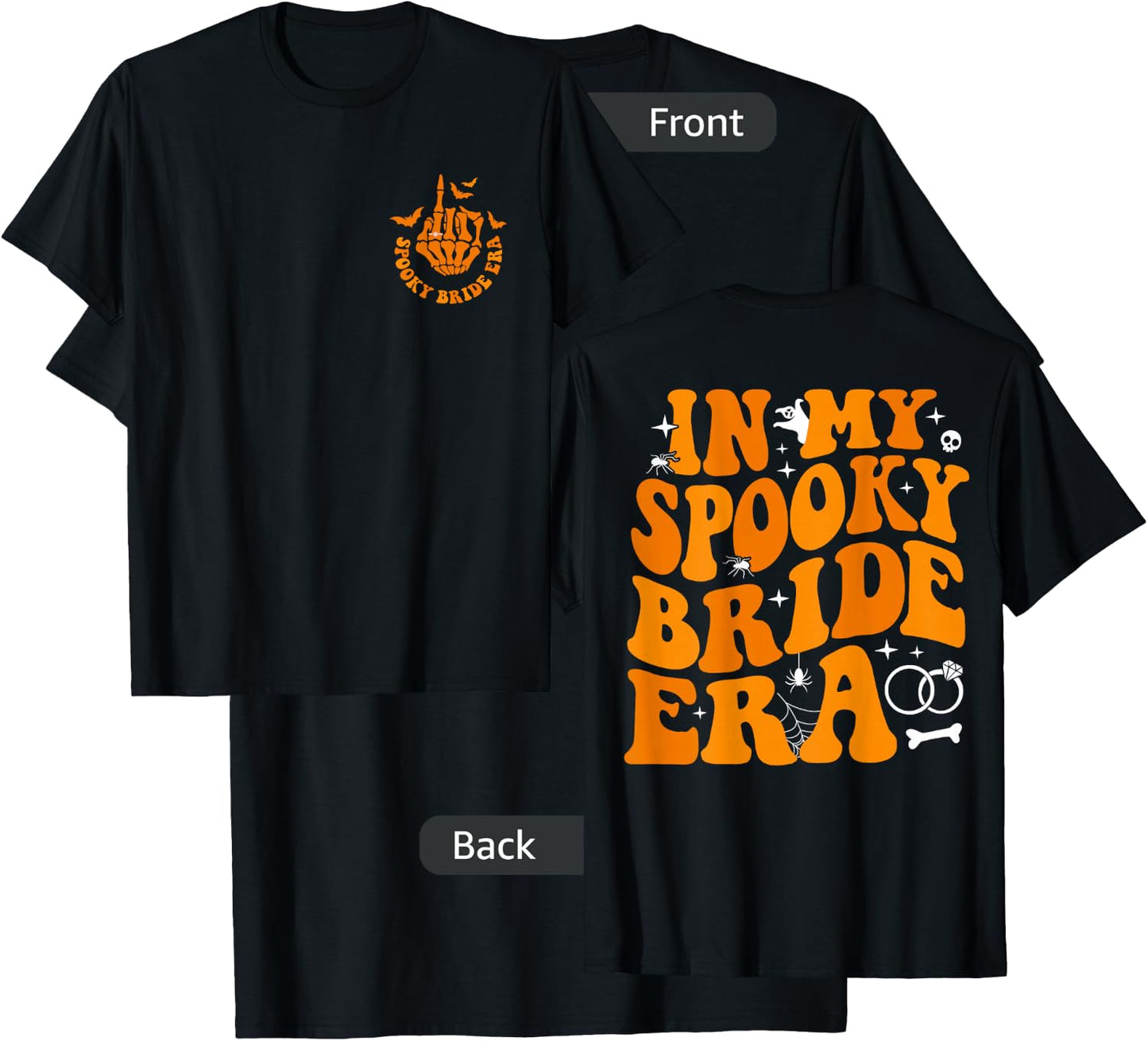 Groovy In My Spooky Bride Era Retro Halloween Bachelorette T-Shirt - T-Shirt | Black