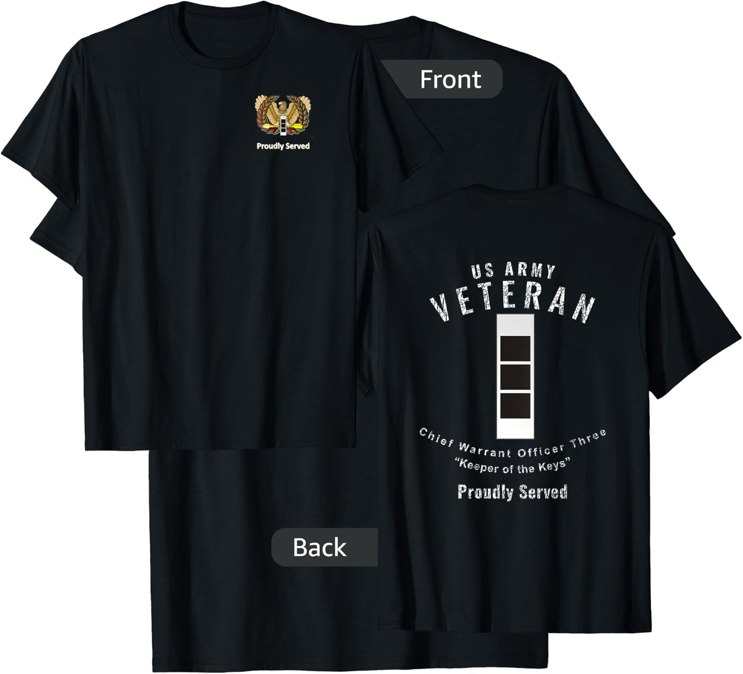 Proudly Served Veteran Army CW3 Shirt T-Shirt - T-Shirt | Black