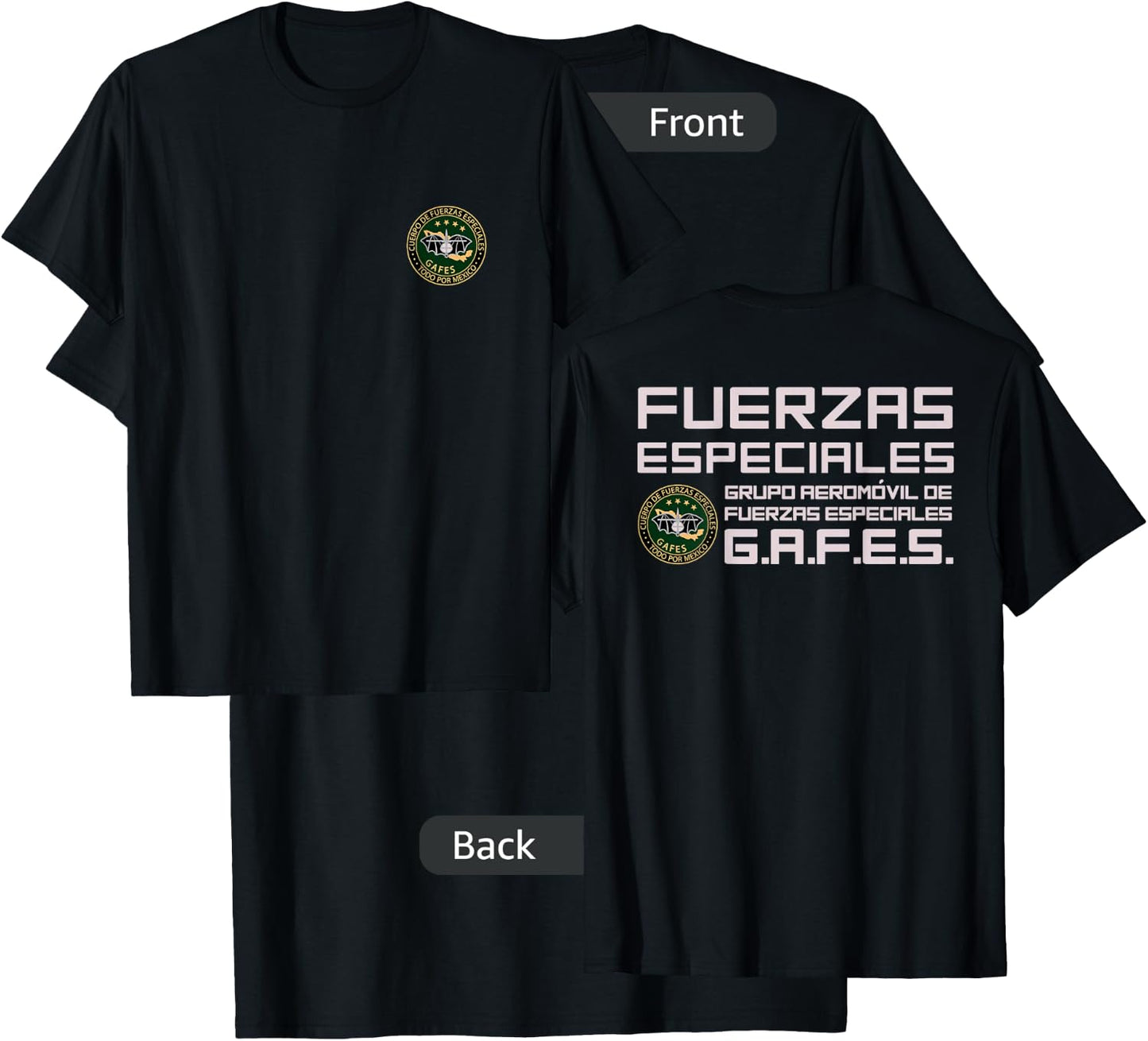 GAFE GAFES Mexico Fuerzas Especiales Mexican Special Force T-Shirt - T-Shirt | Black