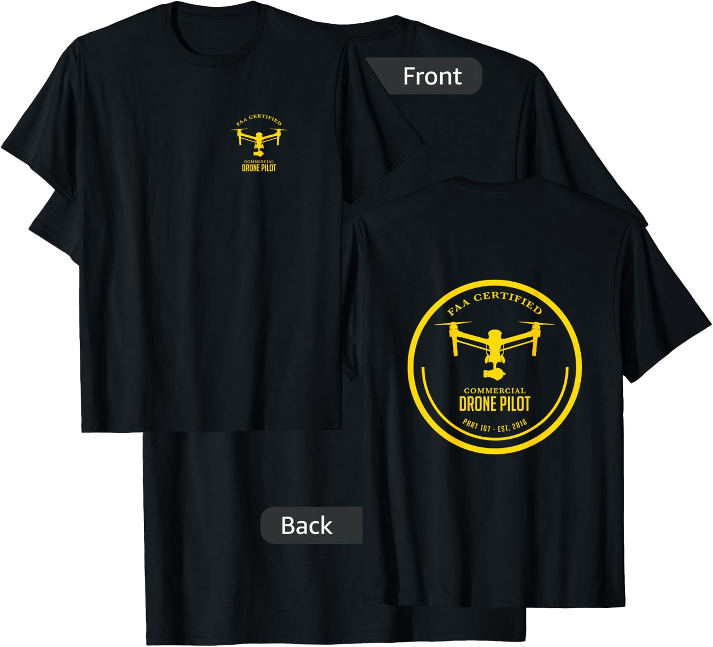 Drone UAV UAS Quadcopter Pilot Part 107 T-Shirt - T-Shirt | Black