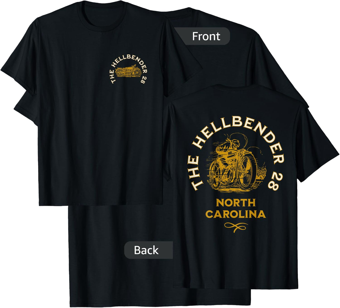 The Hellbender 28 North Carolina Route 28 NC Motorcycle Ride T-Shirt - T-Shirt | Black