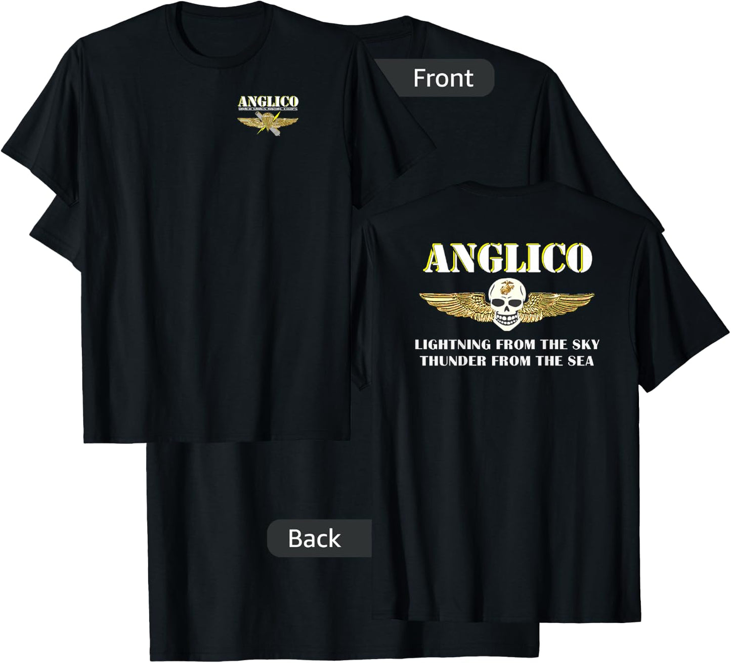 Out of Uniform ANGLICO Eagle Globe Anchor Veteran Adults Black T-Shirt - T-Shirt | Black