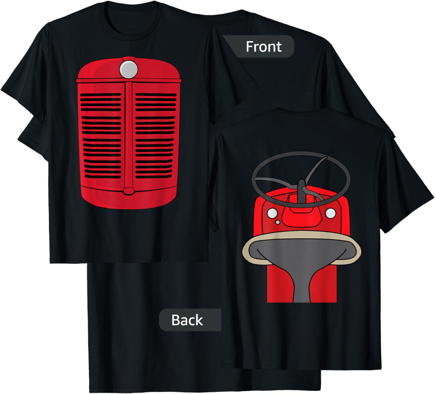Funny Tractor Costume Antique Easy Idea Front and Back T-Shirt - T-Shirt | Black