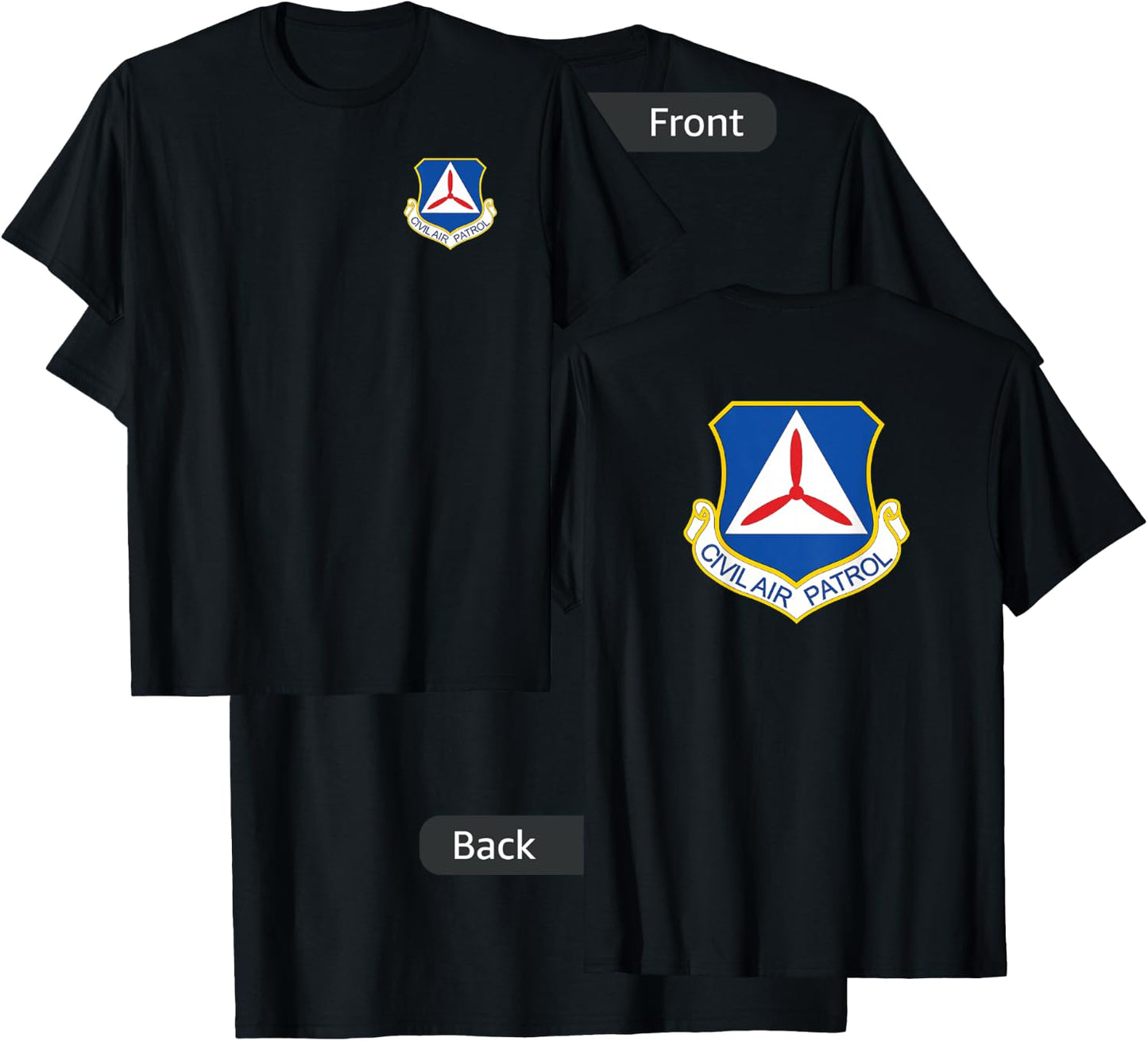 Civil Air Patrol Shirt Front Back Air Force Auxiliary T-Shirt - T-Shirt | Black