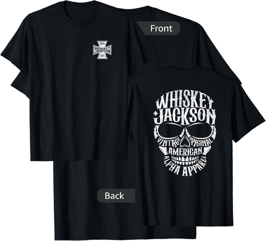 Whiskey Jackson Vintage Maltese Cross Front Skull Back Print T-Shirt - T-Shirt | Black