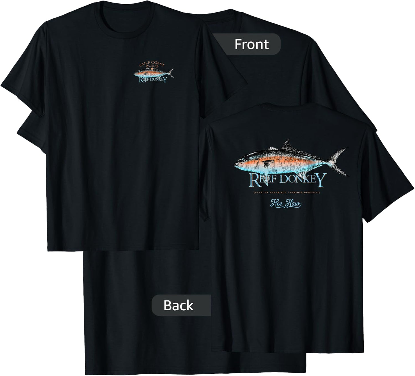 Amberjack Amber Jack Reef Donkey Gulf Coast Fishing AJ T-Shirt - T-Shirt | Black