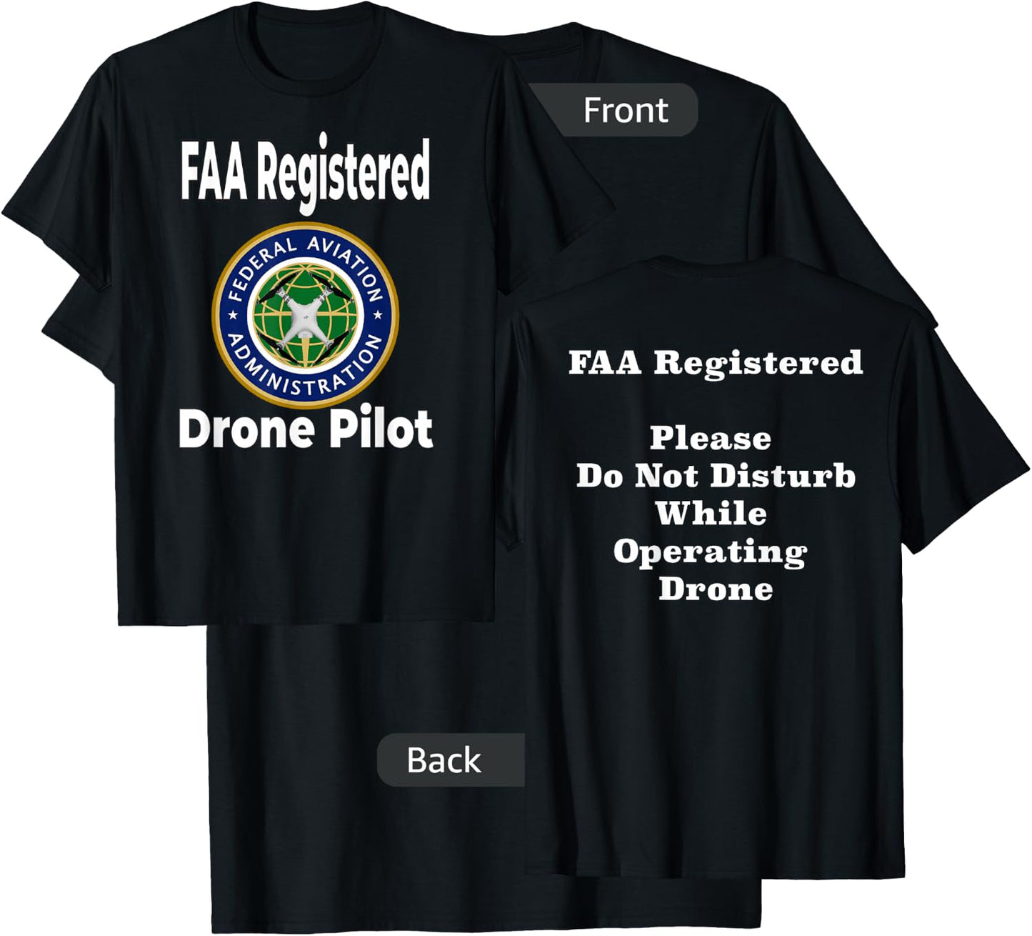 Drone UAV UAS FAA Quadcopter Pilot Part 107 T-Shirt - T-Shirt | Black