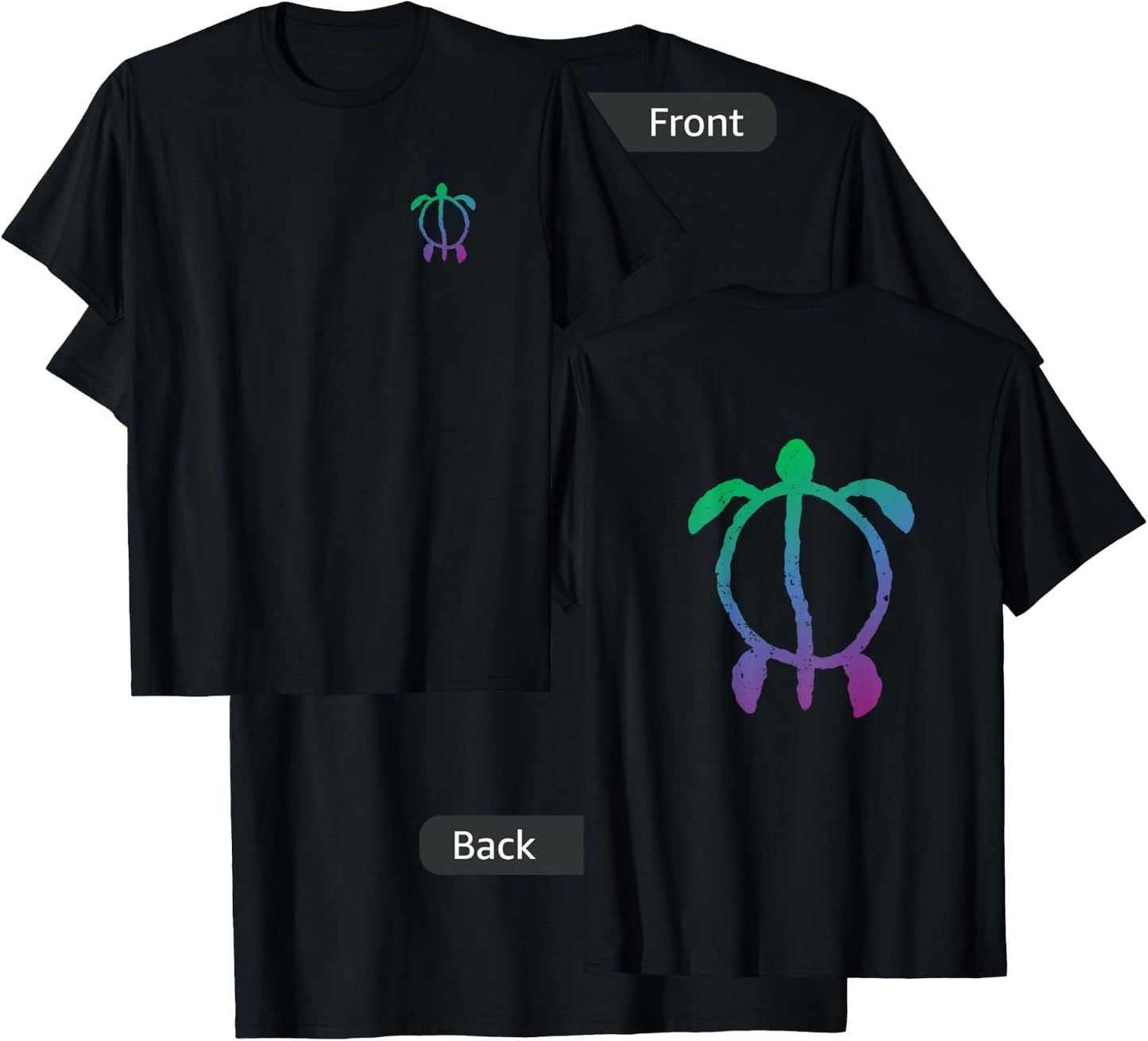 Hawaiian Turtle, Honu Petroglyph T-Shirt - T-Shirt | Black