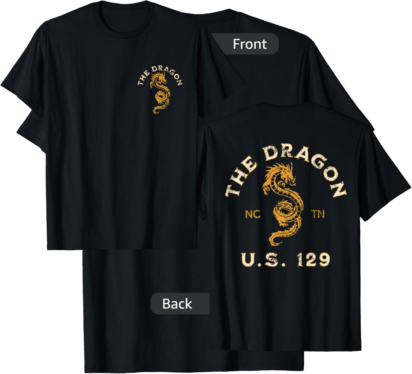 Biker Designs for the Motorcycle Rider Enthusiast -Adults Black Distressed Dragon Design Small T-Shirt - T-Shirt | Black