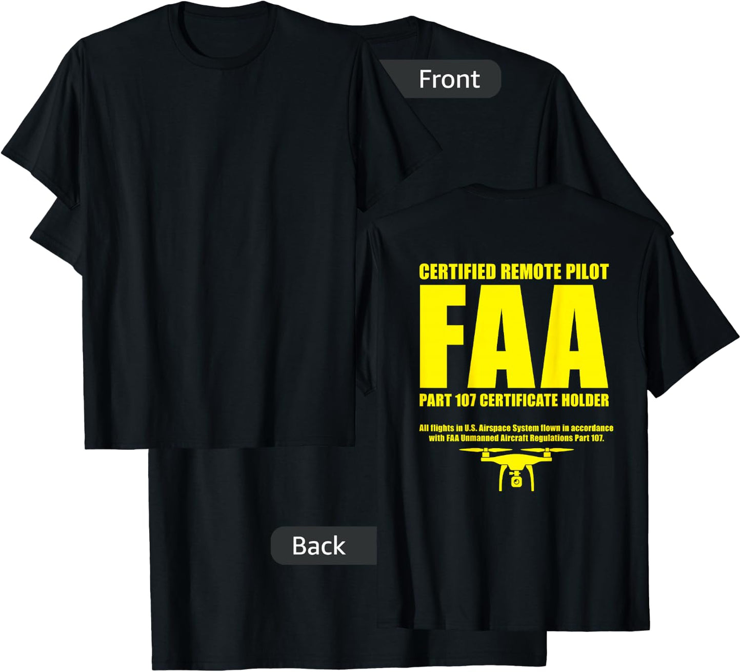 FAA certified drone pilot UAS part 107 T-Shirt - T-Shirt | Black