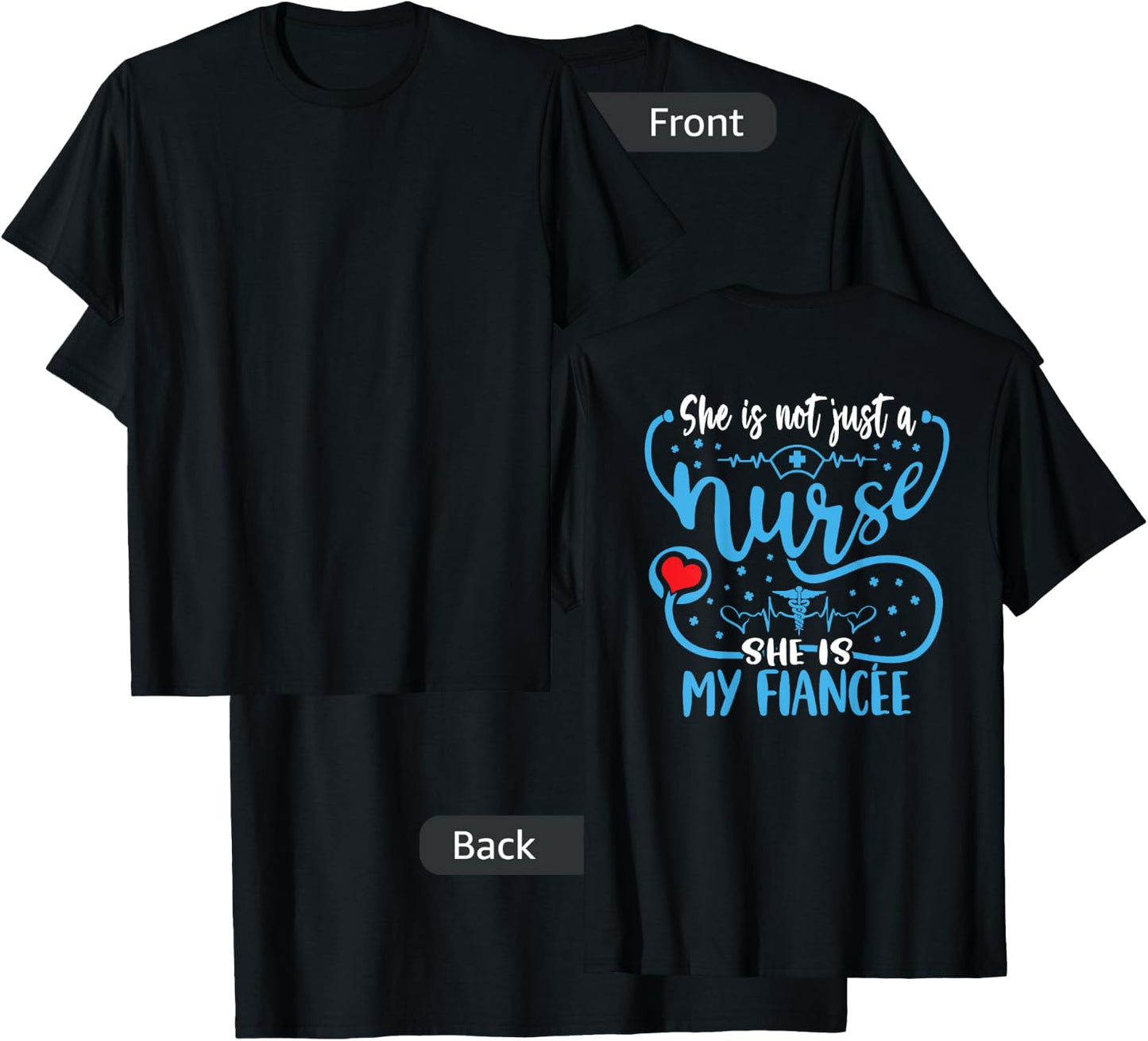 My Fiancee Is A Nurse Proud Nurse's Fiance RN LPN Family T-Shirt - T-Shirt | Black