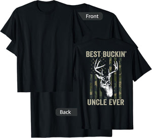 Best Buckin Uncle Ever - Whitetail Buck Deer USA - ON BACK T-Shirt - T-Shirt | Black