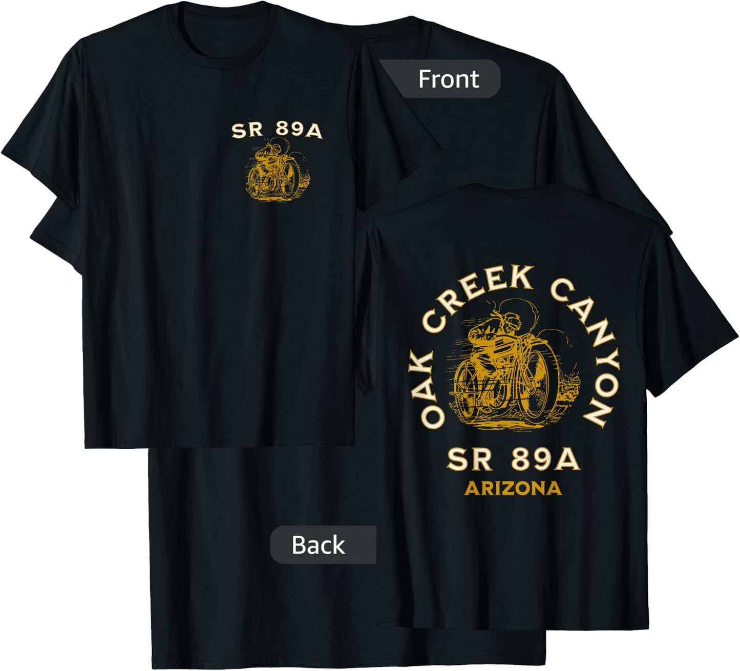 SR 89A Arizona Oak Creek Canyon Motorcycle Design T-Shirt - T-Shirt | Black