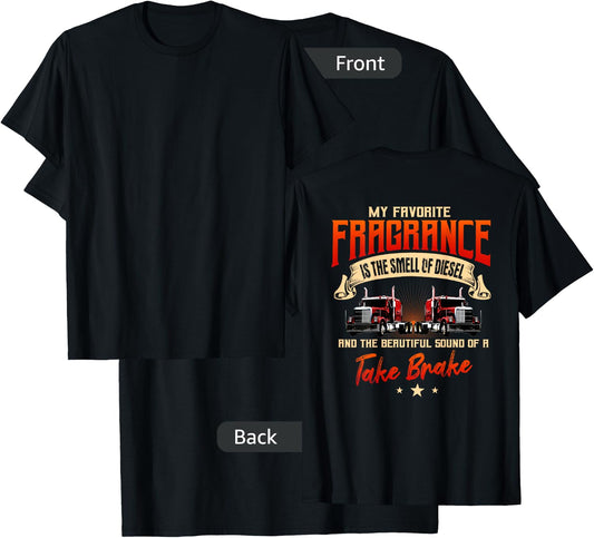 Trucker Gifts Tractor Trailer 18 Wheeler Design On Back T-Shirt - T-Shirt | Black