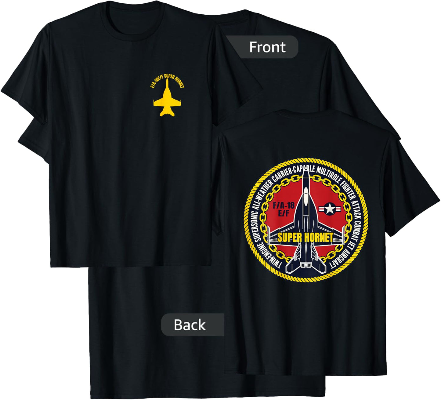 F/A-18 E/F Fighter Attack Military Jet Aircraft Design T-Shirt - T-Shirt | Black