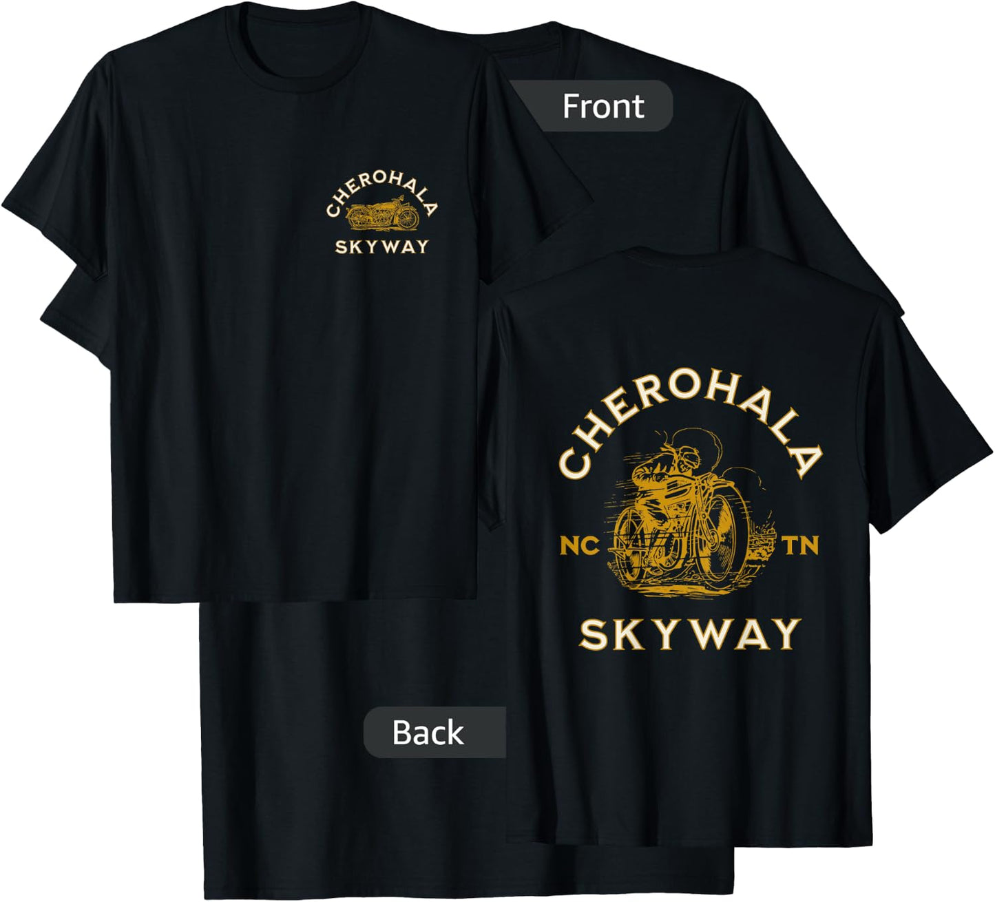 Cherohala Skyway in NC and TN USA Motorcycle Design T-Shirt - T-Shirt | Black
