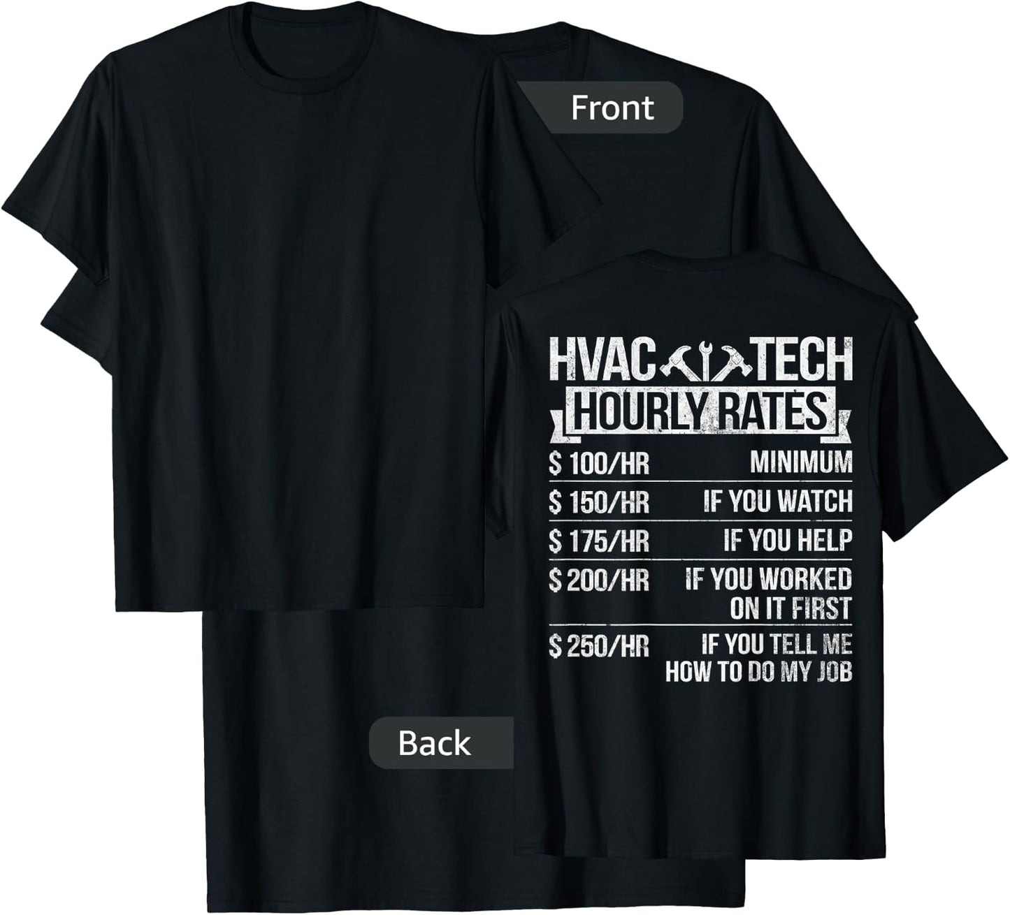 HVAC Technician Funny HVAC Tech Design On Back T-Shirt - T-Shirt | Black