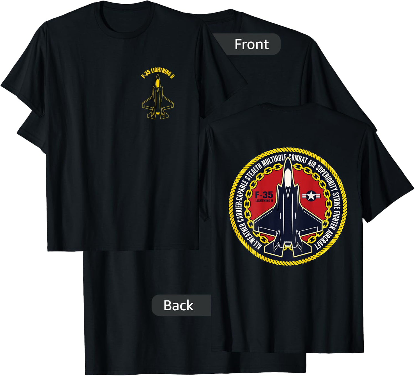F 35 Military Fighter Jet Aircraft Design T-Shirt - T-Shirt | Black