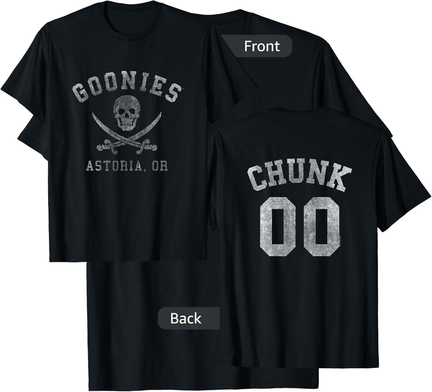 The Goonies Logo and Chunk Jersey Front and Back Movie T-Shirt - T-Shirt | Black