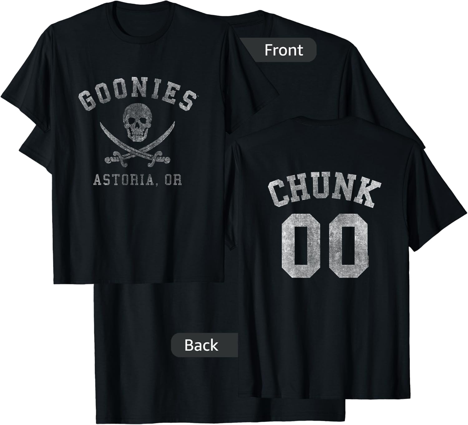 The Goonies Logo and Chunk Jersey Front and Back Movie T-Shirt - T-Shirt | Black