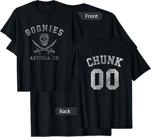 The Goonies Logo and Chunk Jersey Front and Back Movie T-Shirt - T-Shirt | Black
