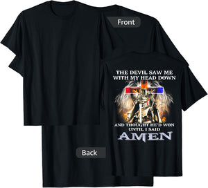 The Devil Saw Me WIth My Head Down Lion (on back) T-Shirt - T-Shirt | Black