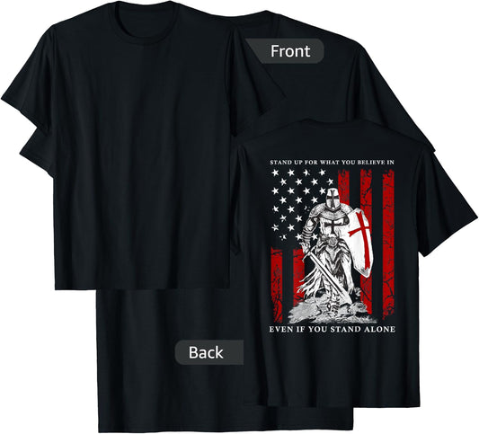 Knight Templar American Flag T-Shirt - T-Shirt | Black