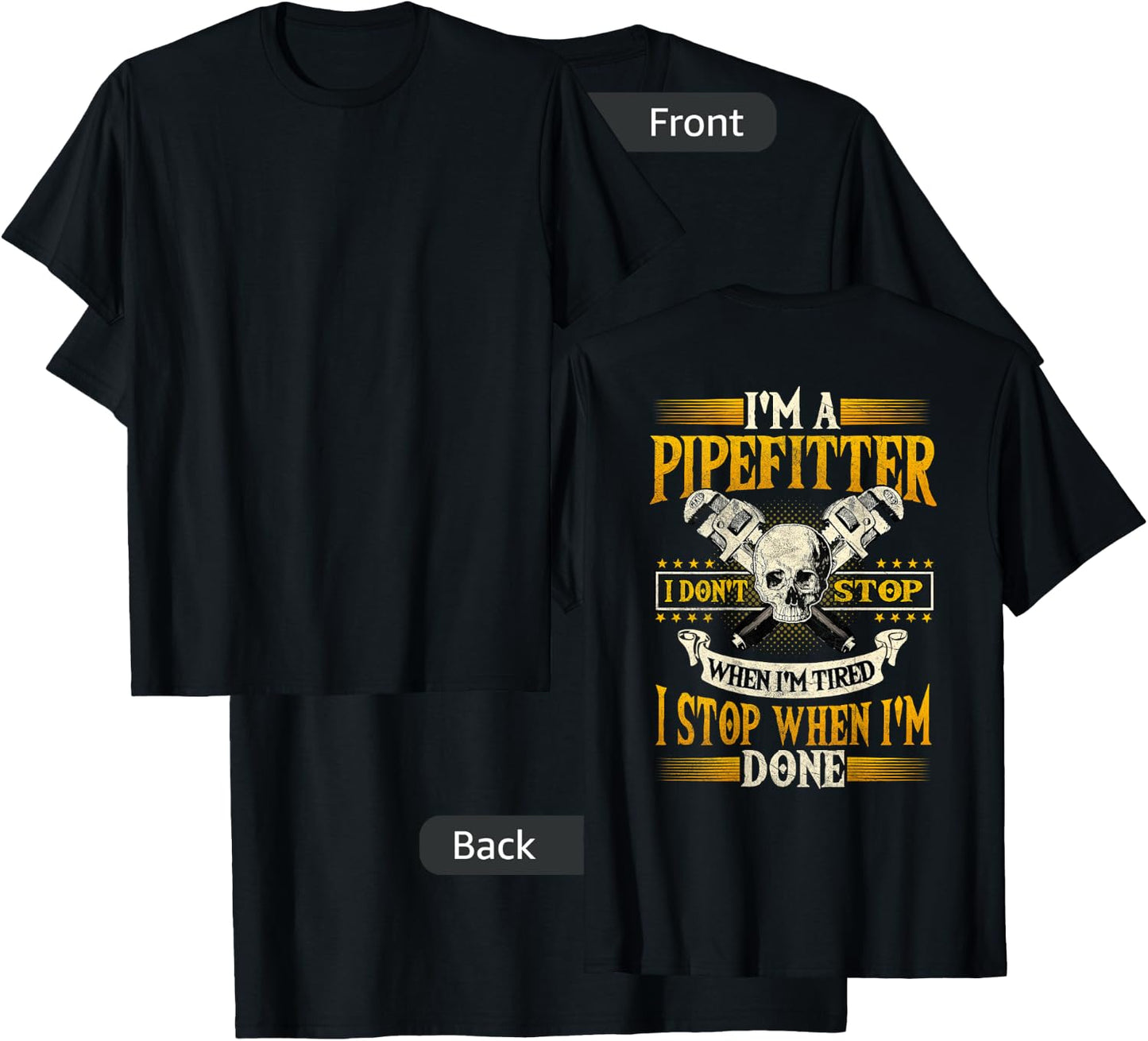 Pipefitter Gifts Funny Plumber Image On Back Of Shirt T-Shirt - T-Shirt | Black