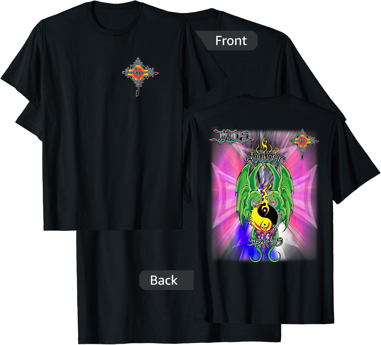 BDS 2 Dragons Bulldog Skates Design Venice POP Men Women Kids T-Shirt - T-Shirt | Black