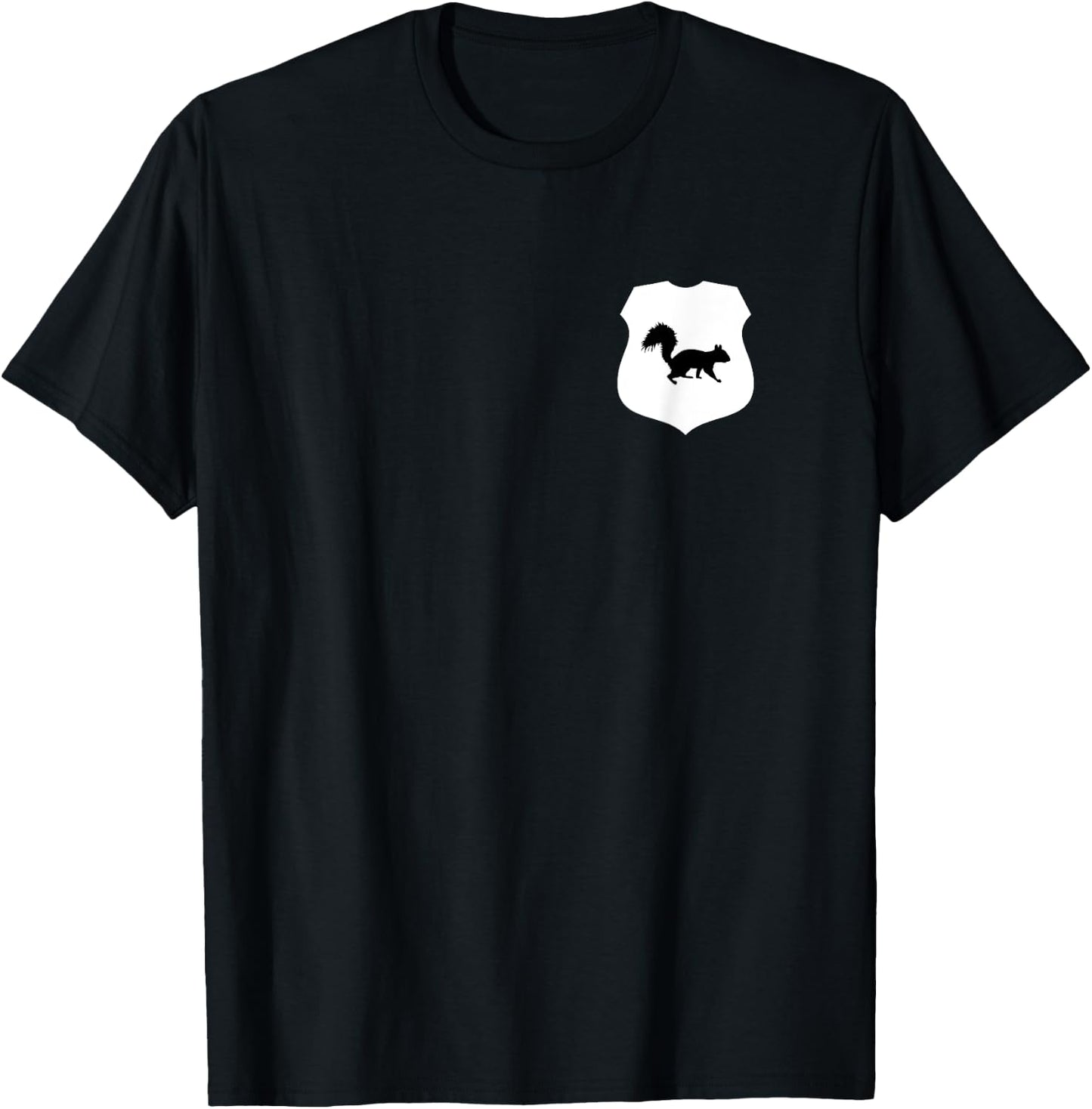Squirrel Patrol on Back Front Patrol Officer Badge Squirrel T-Shirt - T-Shirt | Black