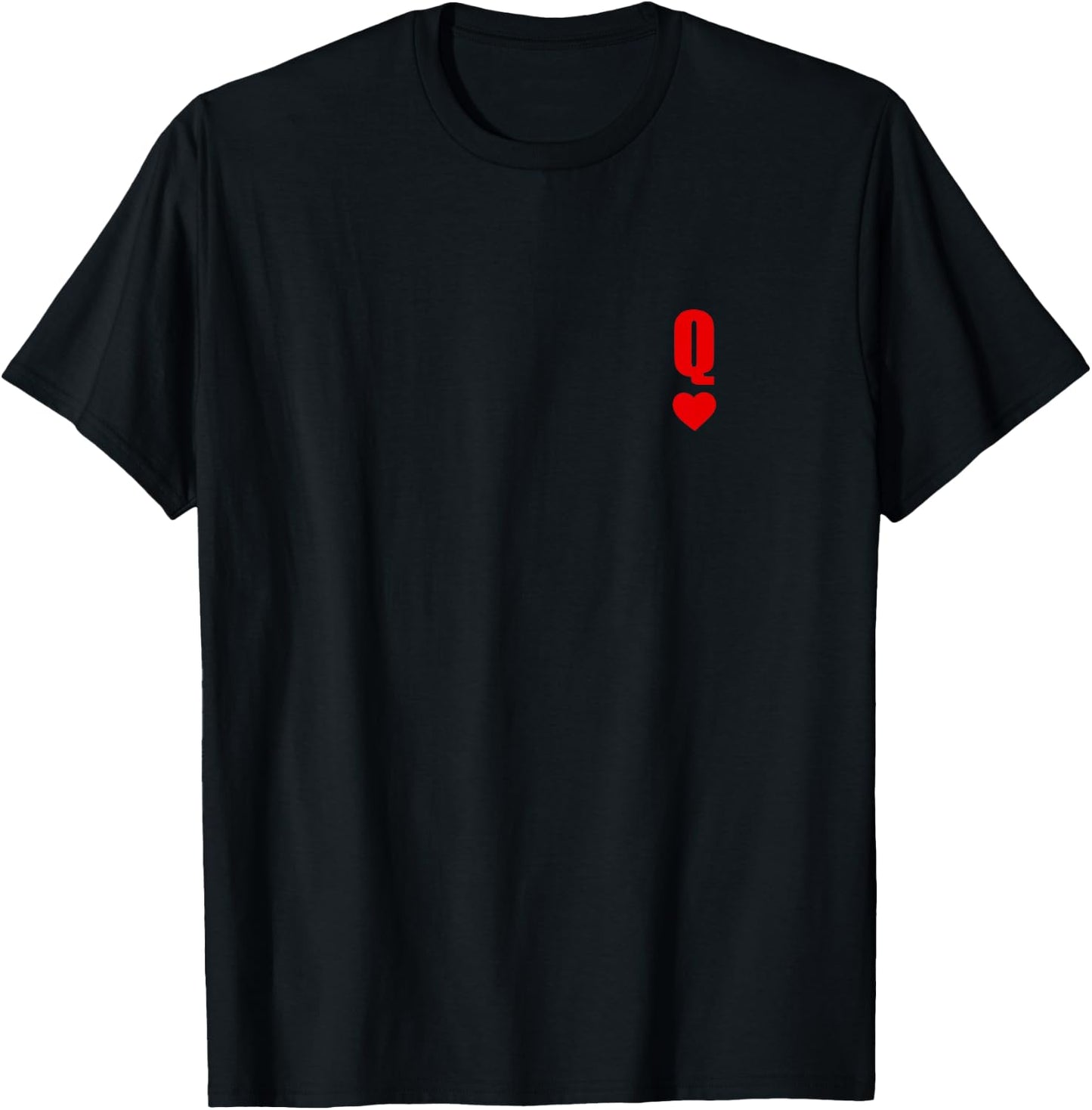 Q Card Queen Hearts Matching Couple Saint Valentine's Day T-Shirt - T-Shirt | Black