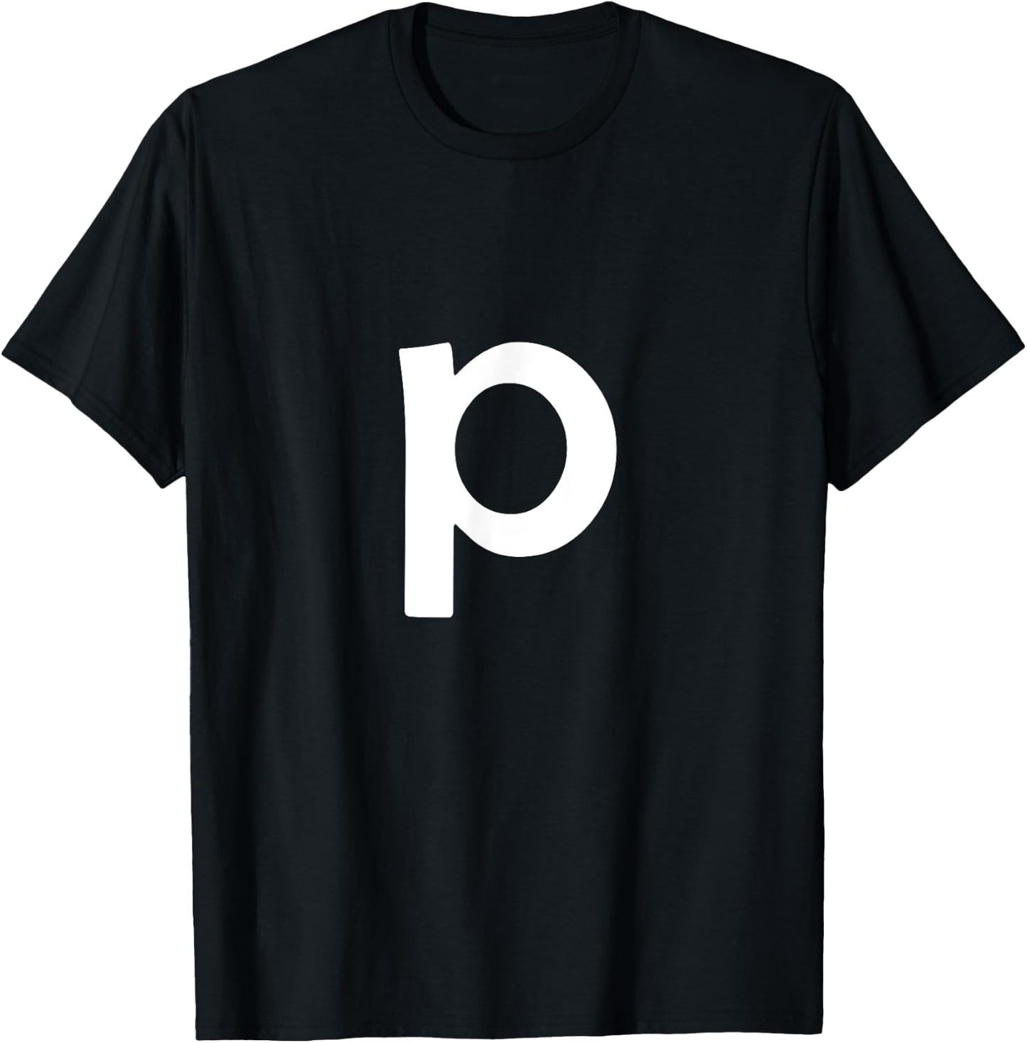 Simple Bold Large White Lower Case Letter p Alphabet T-Shirt - T-Shirt | Black