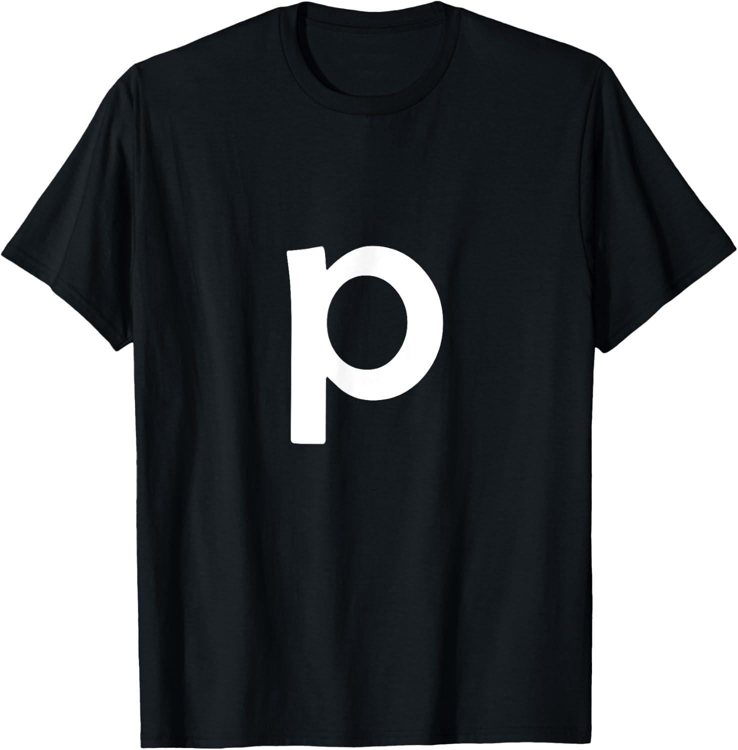 Simple Bold Large White Lower Case Letter p Alphabet T-Shirt - T-Shirt | Black