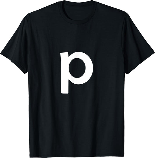 Simple Bold Large White Lower Case Letter p Alphabet T-Shirt - T-Shirt | Black