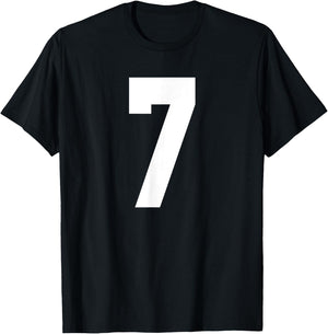 # 7 Team Sports Jersey Front & Back Number Player Fan T-Shirt - T-Shirt | Black
