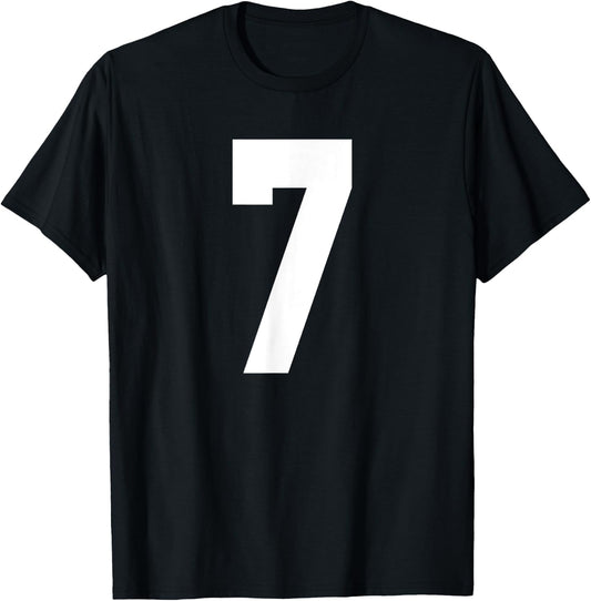 # 7 Team Sports Jersey Front & Back Number Player Fan T-Shirt - T-Shirt | Black