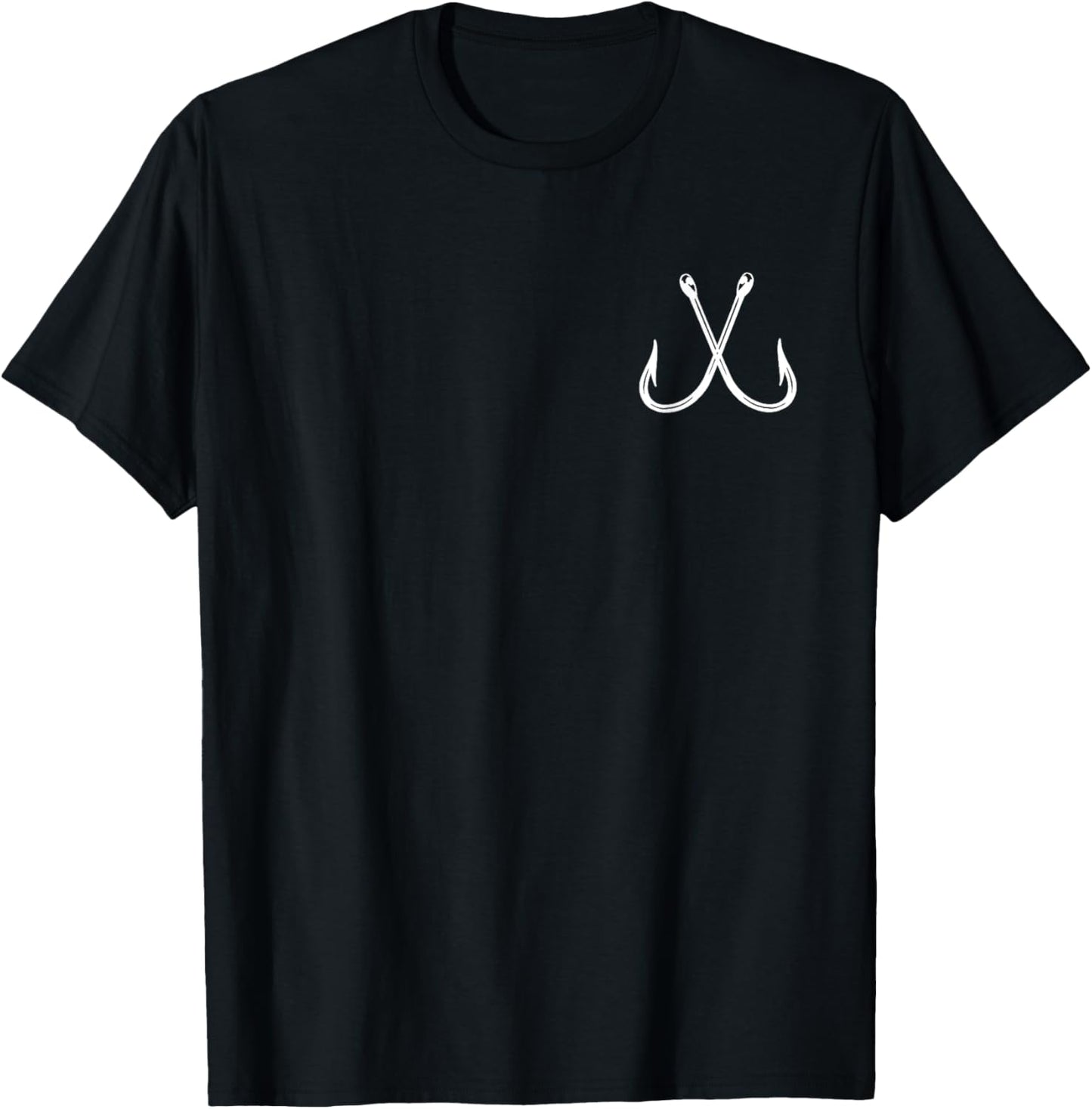 Crossed Fishing Hook Fisherman Pocket Logo Graphic Gift Men T-Shirt - T-Shirt | Black