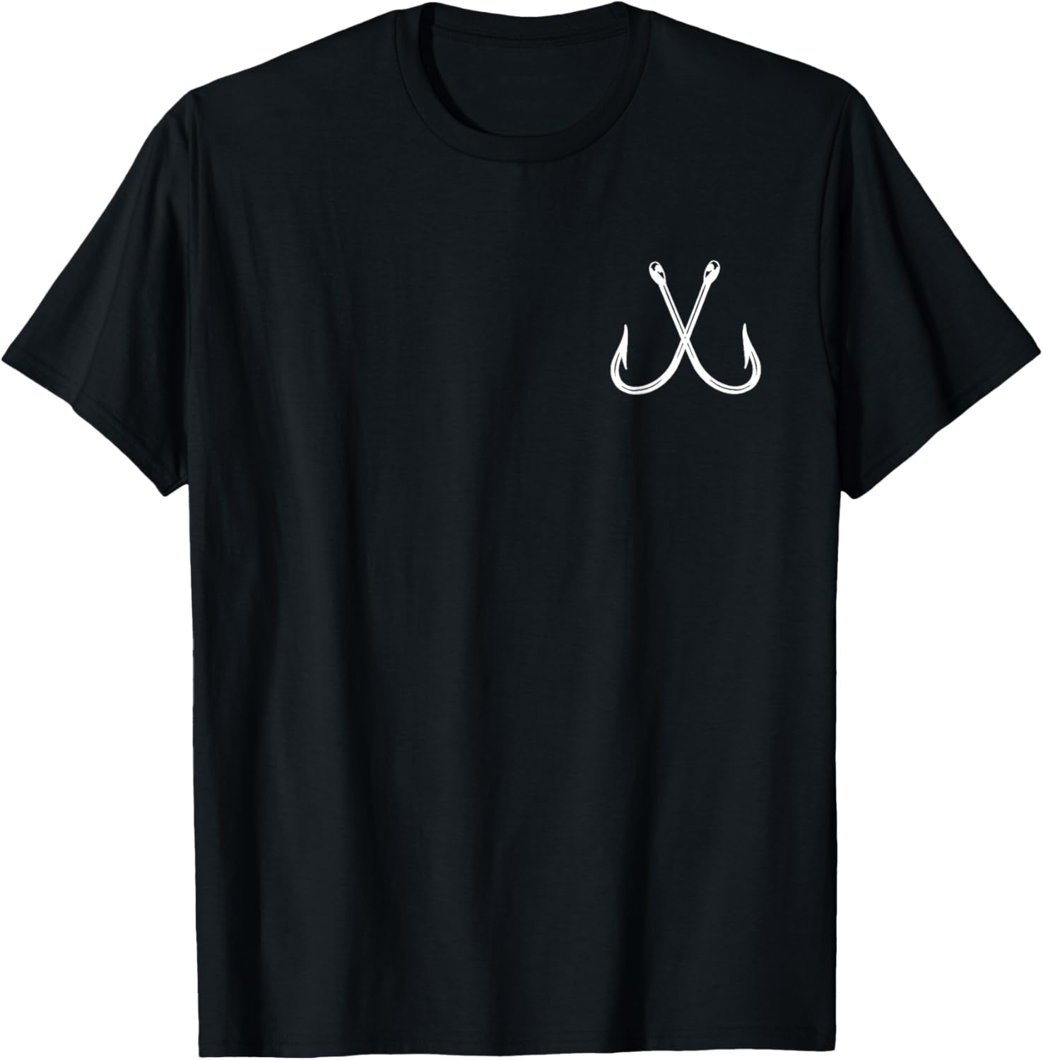 Crossed Fishing Hook Fisherman Pocket Logo Graphic Gift Men T-Shirt - T-Shirt | Black