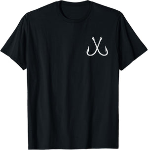 Crossed Fishing Hook Fisherman Pocket Logo Graphic Gift Men T-Shirt - T-Shirt | Black
