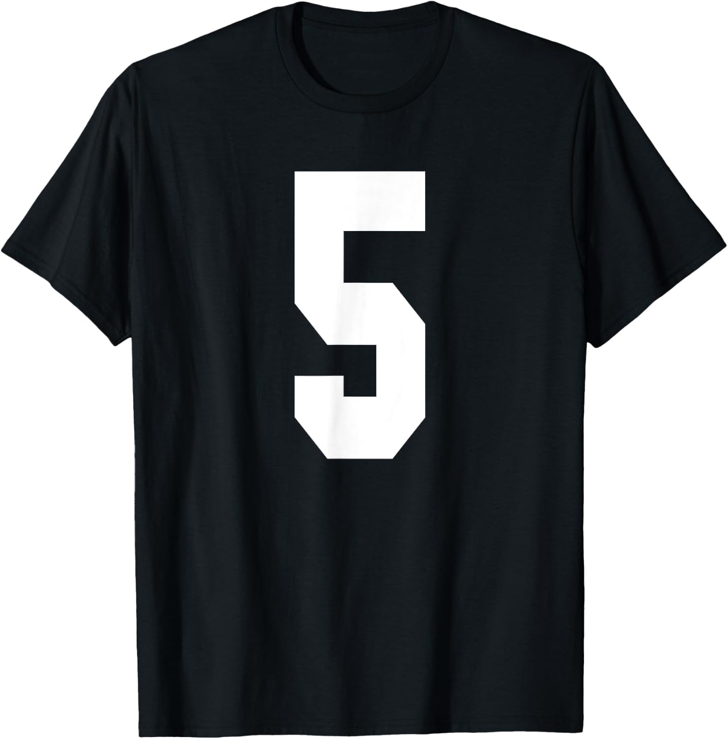 # 5 Team Sports Jersey Front & Back Number Player Fan T-Shirt - T-Shirt | Black