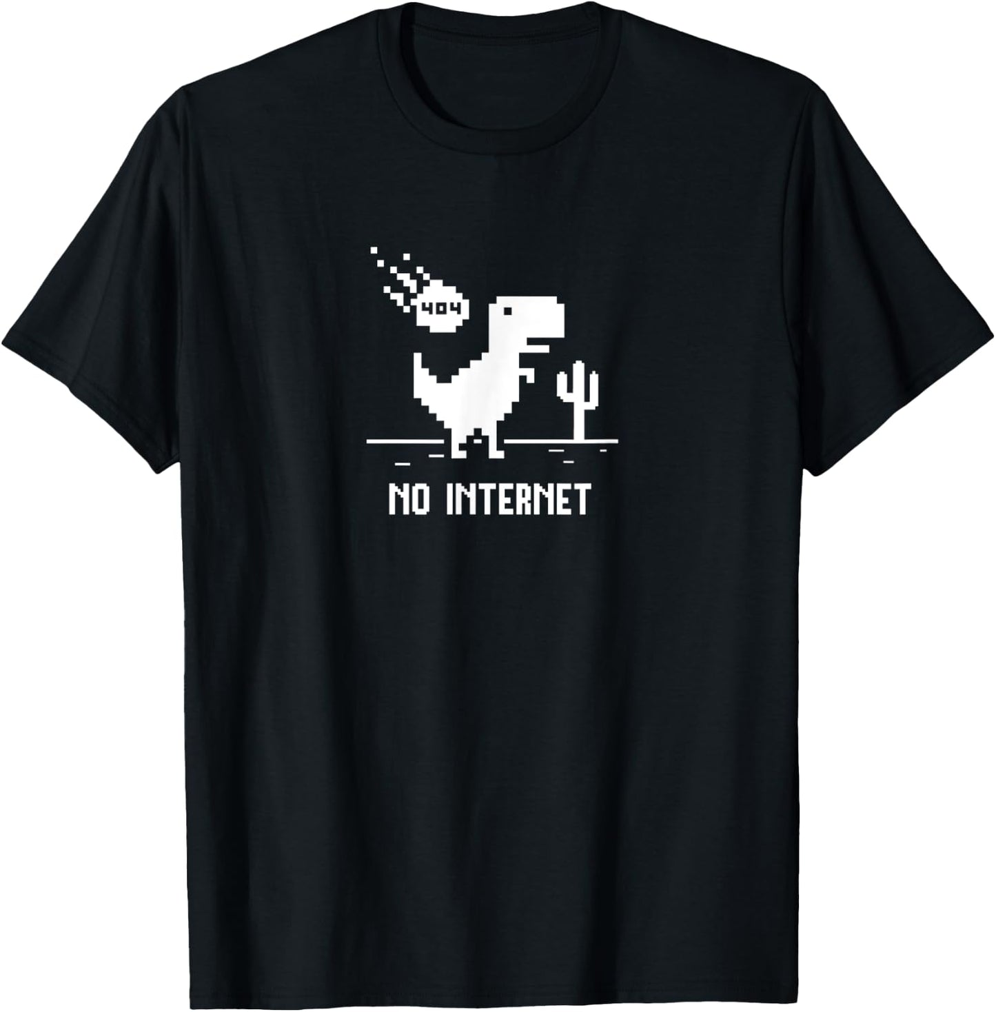 Funny No Internet T-Rex Pixel Art for Programmers T-Shirt - T-Shirt | Black