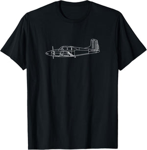 The Model 95: Classic Twin Airplane Pilot Shirt Front & Back T-Shirt - T-Shirt | Black