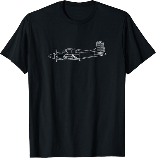 The Model 95: Classic Twin Airplane Pilot Shirt Front & Back T-Shirt - T-Shirt | Black