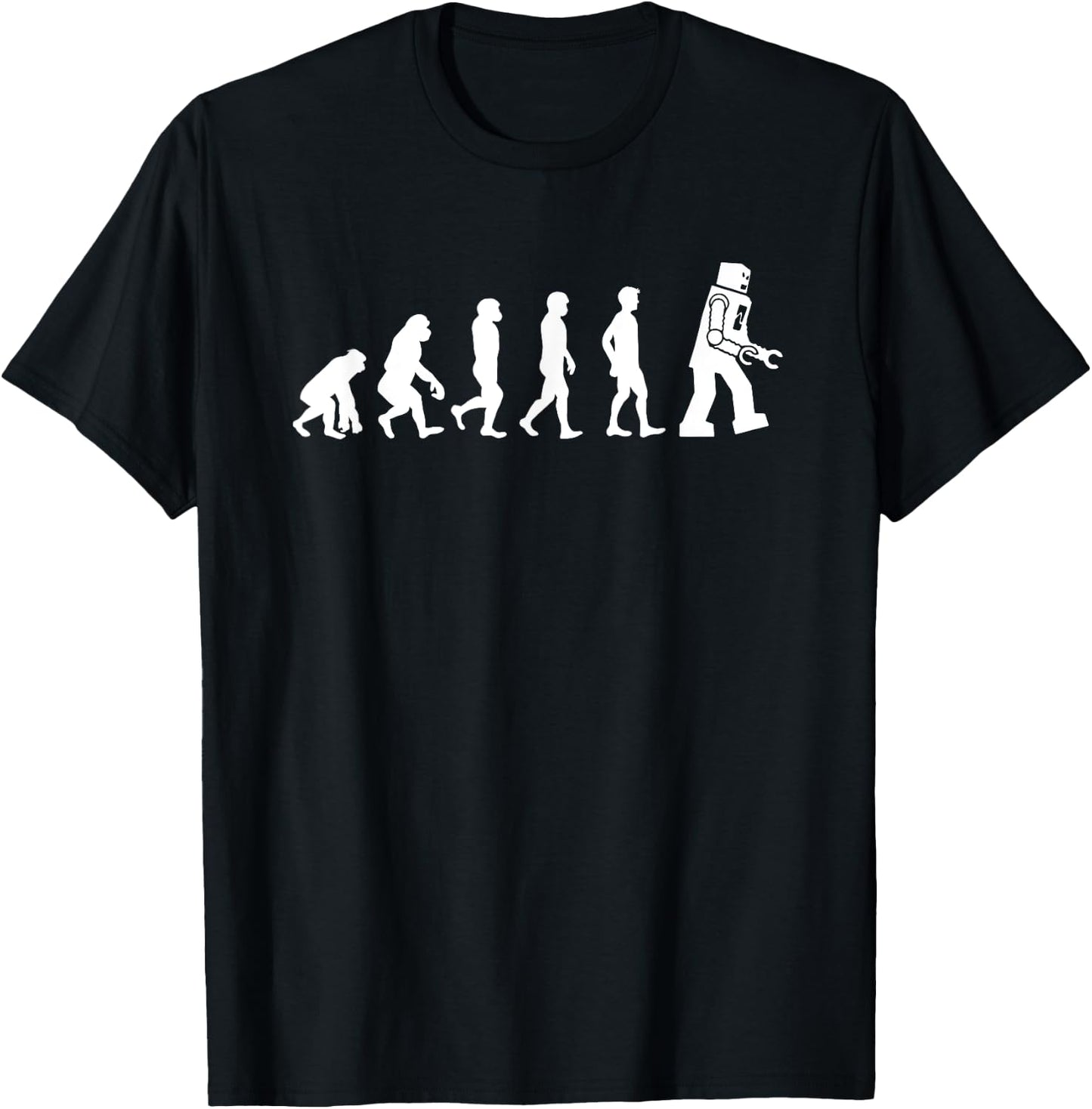 Funny - Ape, Monkey, Man to Robot Evolution T-Shirt - T-Shirt | Black