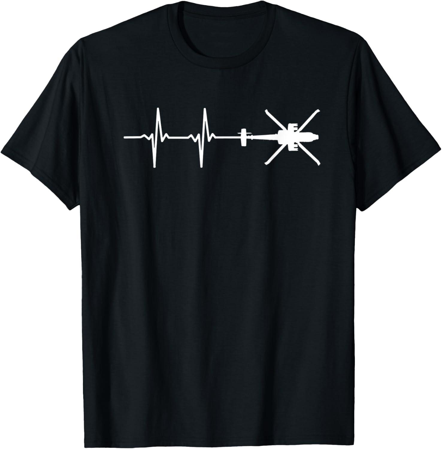 EKG Heartbeat AH-64 Apache Military Gunship Shirt T-Shirt - T-Shirt | Black