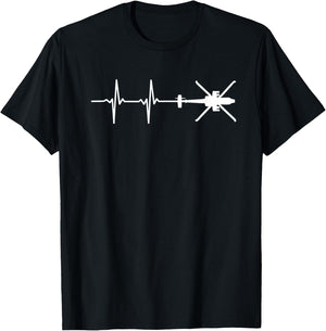 EKG Heartbeat AH-64 Apache Military Gunship Shirt T-Shirt - T-Shirt | Black