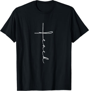 Teacher Teach Cross Christian Teachers Men Women T-Shirt - T-Shirt | Black