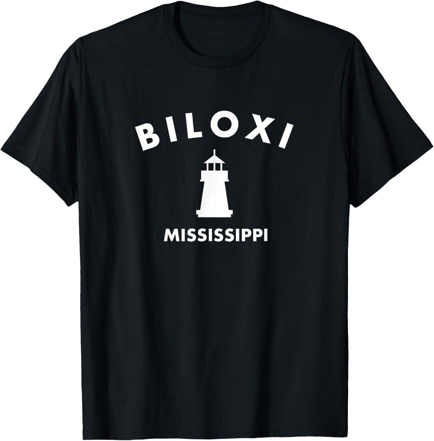 Biloxi Mississippi Gulf of Mexico Lighthouse T-Shirt - T-Shirt | Black