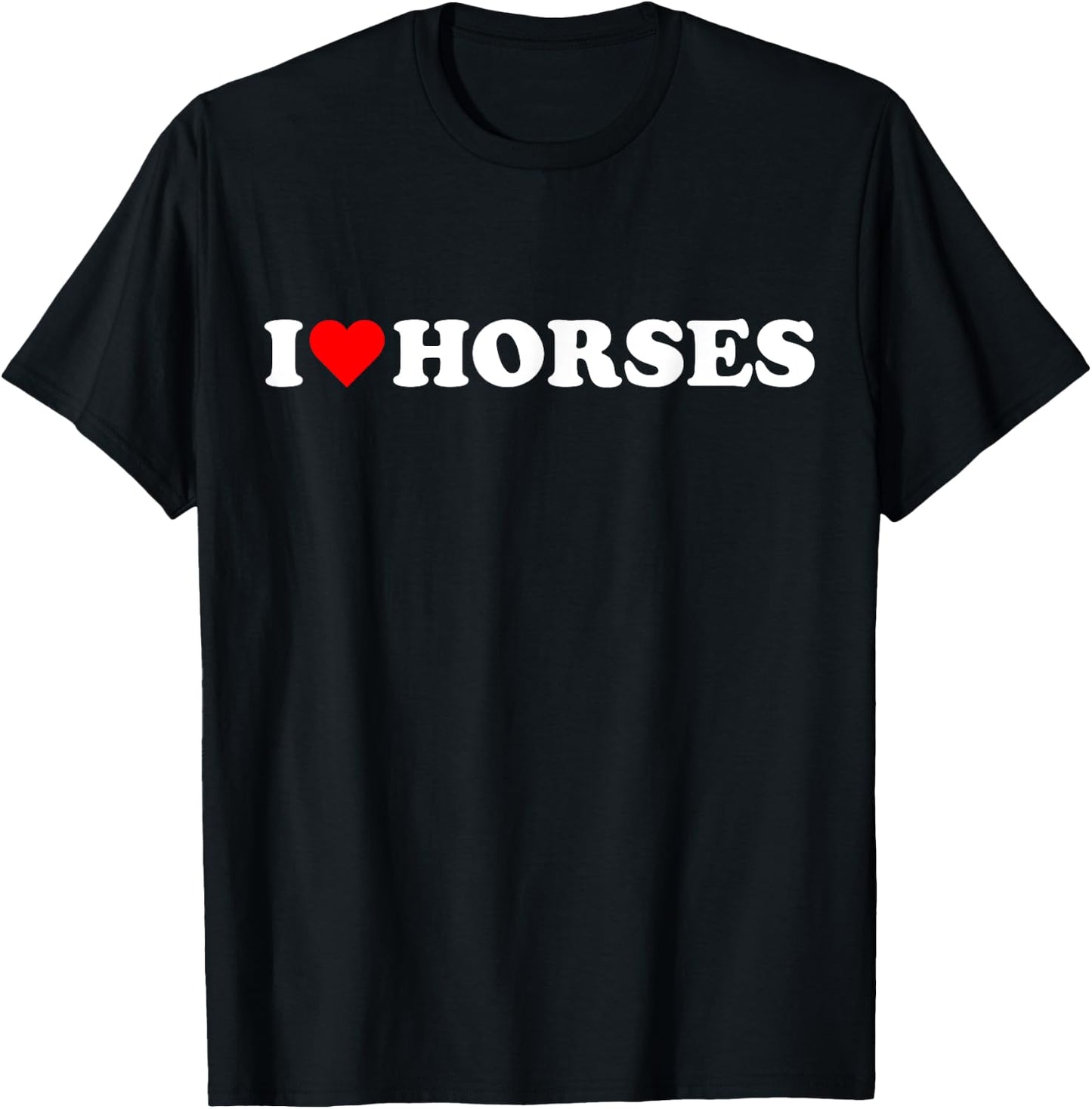 I heart Horses I love Horses cute red heart Horse lover cute T-Shirt - T-Shirt | Black